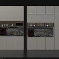 Modern Kitchen Interior With White Cabinets Marble Countertop Coffee Machine Microwave And Green Plant