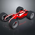 Red And White Streamlined Race Car With Large Wheels And Sporty Design