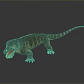 Reptile Lizard With Spotted Body Open Mouth And Long Tail On Gray Background