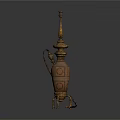 Antique Bronze Decorative Ornament With Intricate Carvings Tall Neck Curved Handle And Sturdy Base