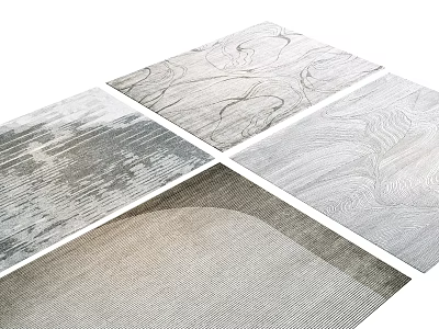 Modern Square Rugs With Woven Textures Abstract Patterns And Neutral Tones 3d model