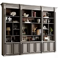 Modern Luxurious Full Wall Bookcase Filled With Exquisite Decorations Books Photo Frames And Storage Cabinets