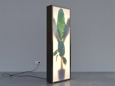 Vertical Glass Public Facility With Illuminated Plant Leaves And Power Connection Design 3d model