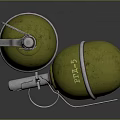Two Yellow Hand Grenade Weapon With F1 RGD5 Models Metal Safety Pin And Fuse