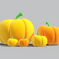 Inflatable Pumpkin Decorations in Various Sizes with Yellow Orange Hues and Green Stems