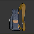 Blue Denim Backpack With Yellow Straps Brown Base And Zipper Pocket 3d model