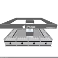 Apple iPhone Retail Kiosk in Mall with Glass Display Cases and Logo