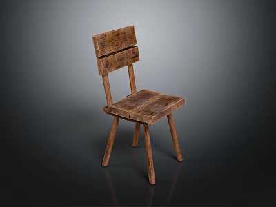 Rustic Wooden Leisure Chair With Simple Design And Solid Wood Seat Backrest Frame 3d model
