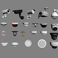 Various Types of Fire Safety Equipment Including Smoke Detectors and Alarm Devices