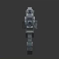Futuristic Pixel Style Gun Weapon With Detailed Metallic Structure And 3D Gaming Design