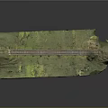 Detailed Railway Viaduct Model With Green Grass And Trees On Gray Background
