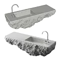 Unique Double Stone Washbasin Design With Natural Rock Texture And Modern Faucet