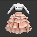 Cute White Long Sleeve Dress With Love Print And Pink Tiered Ruffle Skirt
