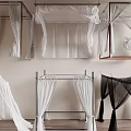 Different Designs of Hanging And Framed Bed Canopy in White And Black Sheer Fabric
