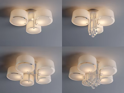 Modern Ceiling Lights With White Shades And Crystal Accents For Home Decoration 3d model