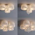 Modern Ceiling Lights With White Shades And Crystal Accents For Home Decoration