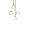 Elegant Modern Polyhedral Chandeliers With Transparent Glass And Golden Accents