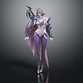 Elegant Fantasy Warrior Character With Purple White Armor And Mythical Creature Elements 3d model