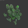 Floor Stack Display of Transparent Green Crystals with Clustered Irregular Shapes and Various Sizes