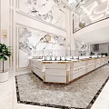 Luxury Jewelry Store Interior With Crystal Chandelier Marble Walls And Mirrors