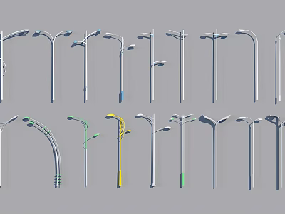 Outdoor Lights With Various Modern Designs And Different Street Lamp Styles 3d model