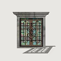 Colored glazed flower window Colored flower window European style flower window Republic of China window window 3d model