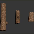 Natural Wooden Log Pillars With Textured Surface And Tree Ring Details