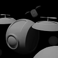Intelligent Machines With Spherical And Disc Shaped Designs Under Blue Light