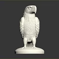White Eagle Sculpture with Detailed Feathers and Circular Base 3d model