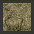3D Terrain Model With Detailed Topographic Features And Lush Green Landscape