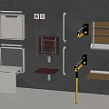 Wall Mounted Accessibility Aids Including Grab Bars Foldable Seats And Shelves 3d model