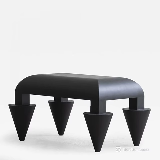 Black Modern Side Table With Unique Cone Shaped Legs And Stylish Design 3d model 