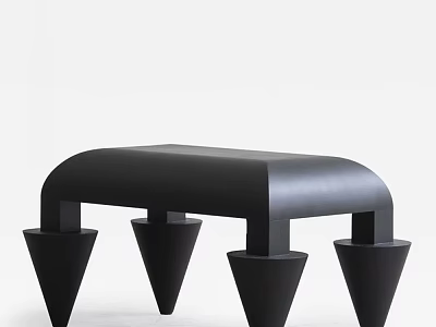 Black Modern Side Table With Unique Cone Shaped Legs And Stylish Design 3d model