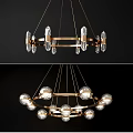 Elegant Modern Gold Frame Chandelier with Crystal Accents and Spherical Balls