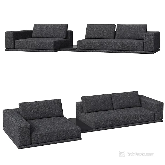 Gray Upholstered Modular Sectional Sofa With Modern Living Room Design 3d model