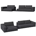 Gray Upholstered Modular Sectional Sofa With Modern Living Room Design 3d model