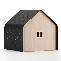 Wooden House Shaped Ornament Decoration Set With Orange Roof And Geometric Pattern