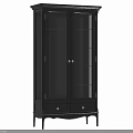 Modern Black Storage Cabinet With Glass Doors And Bottom Drawers