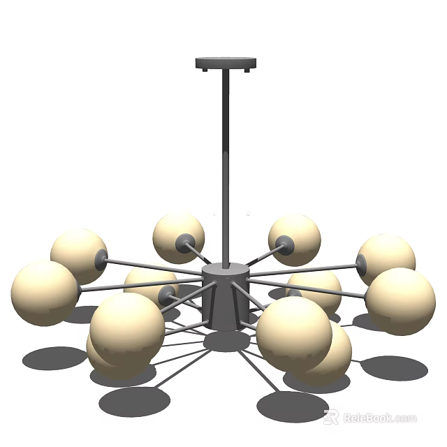 Modern Chandelier with White Spherical Bulbs on Metal Frame for Contemporary Interior 3d model 