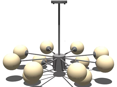 Modern Chandelier with White Spherical Bulbs on Metal Frame for Contemporary Interior 3d model
