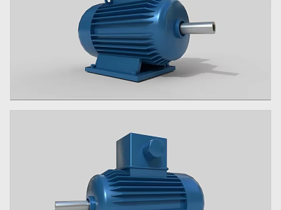 Blue Industrial Electric Motor High Efficiency Robust Design for Applications 3d model