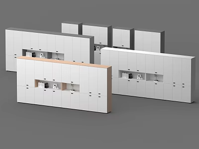 Modern White Bookcase Storage Units With Open Shelves And Closed Cabinets 3d model