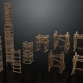 Wooden Scaffolding Components With Various Frames Towers Supports And Structures 3d model