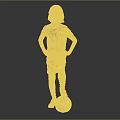 Boy in Blue Soccer Jersey Standing with One Foot on Football Hands on Hips