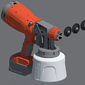 Orange And Gray Cordless Drill With Multiple Drill Bits On White Base 3d model