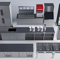 Kitchen Utensils and Equipment Including Double Door Refrigerator Counter with Faucet and Storage Cabinets