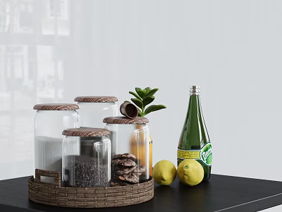 Modern Drinks Fruit Ornaments Glass Jar Drinks Lemon 3d model