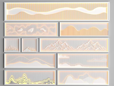 Decorative Background Wall Designs With Wave Mountain Line Textures And Neutral Tones 3d model