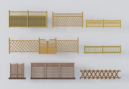 New Chinese Bamboo Fence Bamboo Fence Bamboo Railing Bamboo Fence Bamboo Fence Bamboo Guardrail 3d model