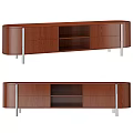 Modern Wooden TV Stand With Drawers Open Shelf And Metal Legs